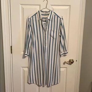 White with blue stripes dress